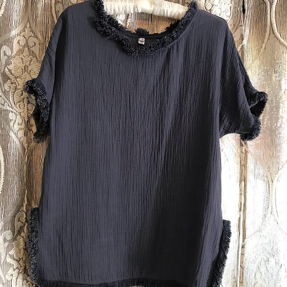 linen shirt with small fringe